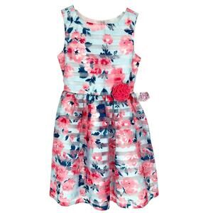 Jona Michelle Big Girl's Pink Floral Fit & Flare Fanciful Dress-Size-5